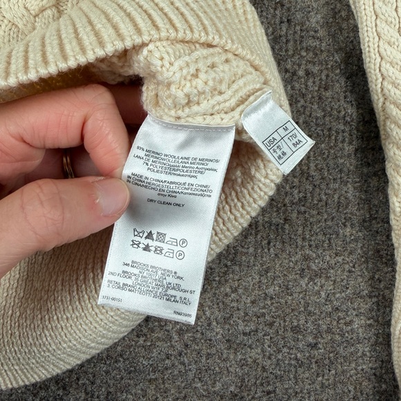 Brooks Brothers Cream Wool Blend Cableknit Cardigan Button Up Sweater Women’s M - Picture 4 of 15